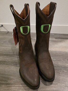 New Gameday Boots Oregon Ducks NFL Women's brown 6.5 rea leather western country
